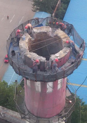 煙囪膨脹破碎拆除法